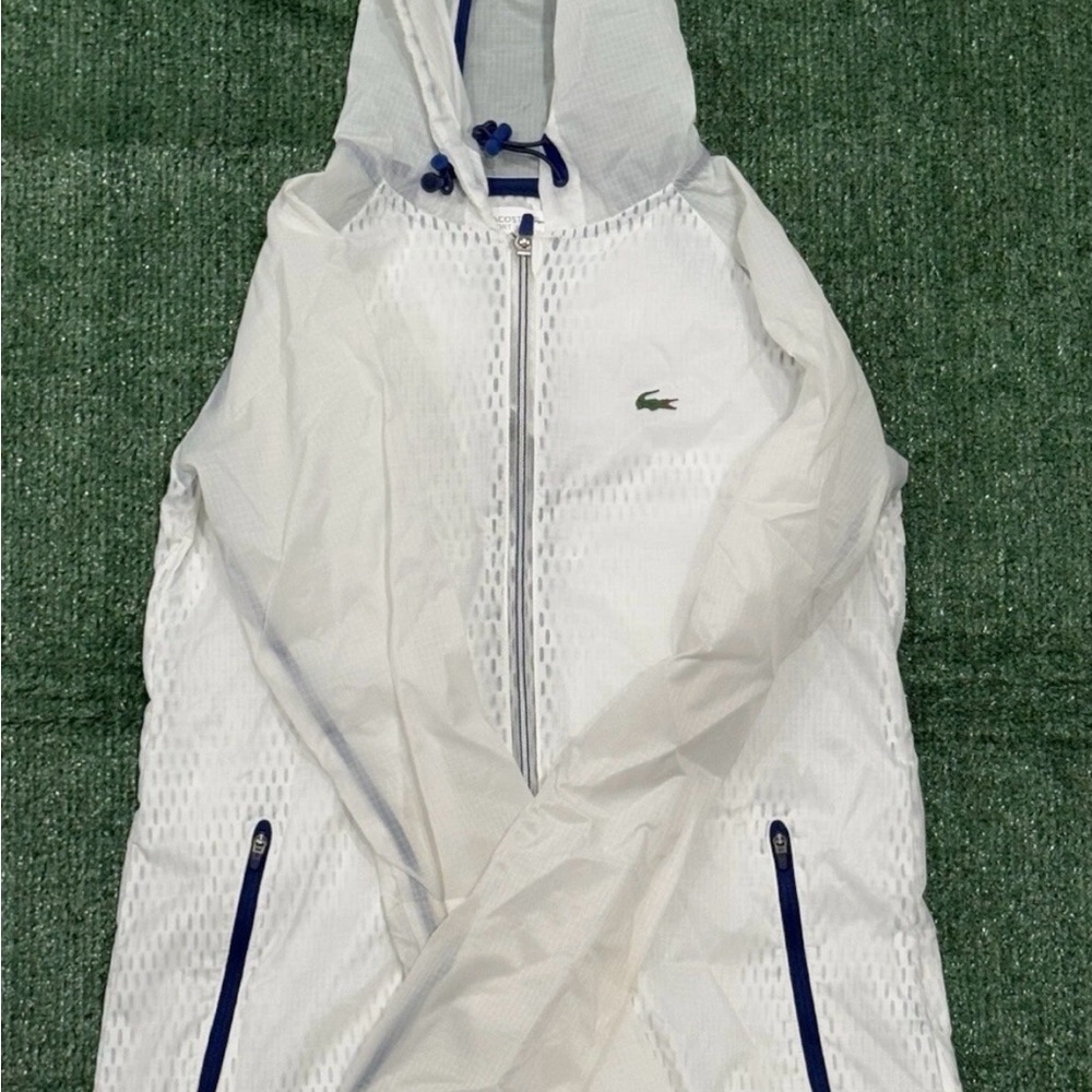 Lacoste Sport White Jacket with Navy Details